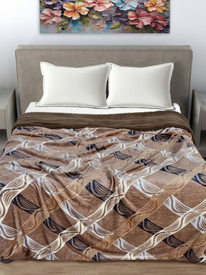 Fabinaliv Geometric Double Comforter for  Mild Winter(Woollen Blend, Brown)