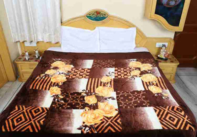 DORISTYLE Self Design Single Mink Blanket for  Heavy Winter(Microfiber, CoffeeFlower)