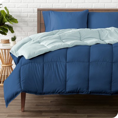 CULTIVER Solid Double Comforter for  AC Room(Microfiber, Navy & Sky Blue)