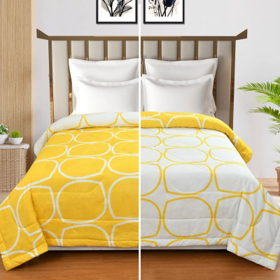 Lzyhome Abstract Double Comforter for  AC Room(Cotton, Yellow White)