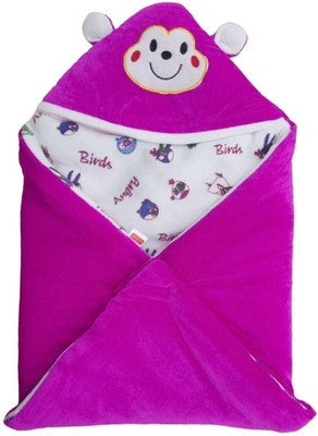 Flavio Cartoon Single Hooded Baby Blanket for  AC Room(Microfiber, Purple)