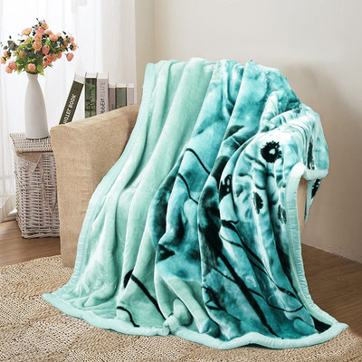 VAS COLLECTIONS Printed Single Mink Blanket for  Heavy Winter(Polyester, Light Green)