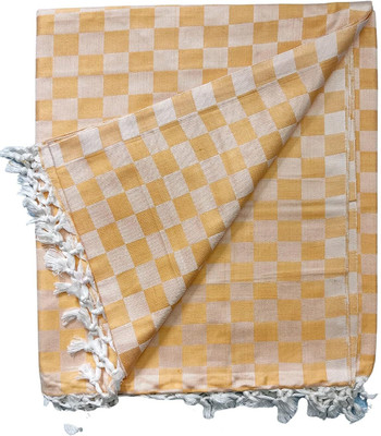 Shishir Checkered Single Comforter for  AC Room(Cotton, Orange)