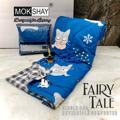 TRHANDLOOM Printed Single Comforter for  AC Room(Microfiber, Blue)