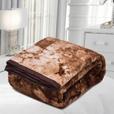 SPANGLE Printed Double AC Blanket for  AC Room(Microfiber, Stone Coffee)