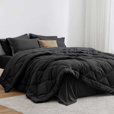 DORISTYLE Solid Double Quilt for  Heavy Winter(Polyester, Black)