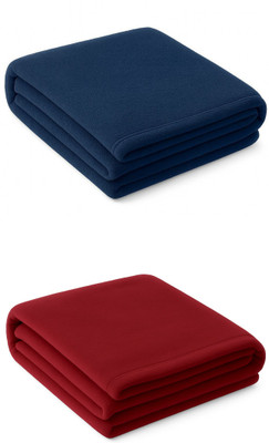 Neekshaa Solid Single Fleece Blanket for  Mild Winter(Polyester, Blue, Red)