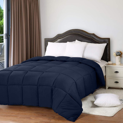 EVOL Solid Single Comforter for  Heavy Winter(Cotton, Dark Blue)