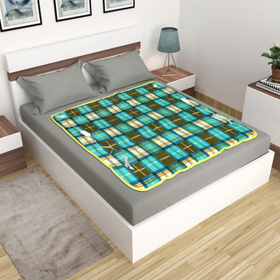 LERV'S Collection Checkered Double Electric Blanket for  Heavy Winter(Polyester, parakeet green)