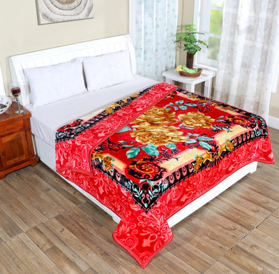 IWS Printed Double Mink Blanket for  AC Room(Woollen Blend, Multicolor)