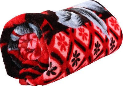 Convalexa Printed Double Mink Blanket for  Heavy Winter(Microfiber, red flower)