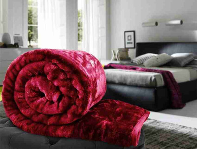 DORISTYLE Self Design Single Mink Blanket for  Heavy Winter(Microfiber, Maroon)