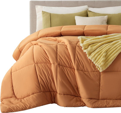 Blue Home Solid Double Comforter for  AC Room(Poly Cotton, Orange)
