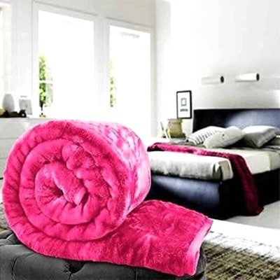 PAAVALI FASHIONS Printed Double Mink Blanket for  Heavy Winter(Polyester, Pink)