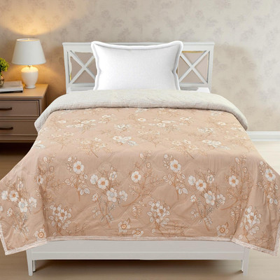 KWALITY DREAMS Printed Single AC Blanket for  AC Room(Poly Cotton, Peach)