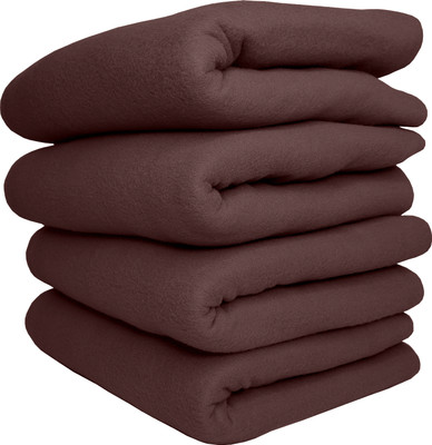 HOMIEE Solid Double Fleece Blanket for  AC Room(Polyester, 4 Brown)
