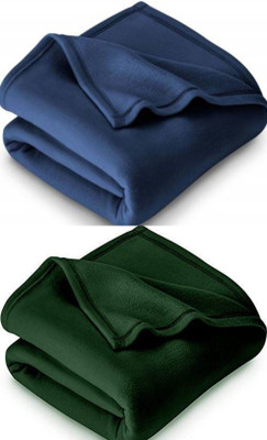 n g products Solid Single Fleece Blanket for  Mild Winter(Polyester, Blue, Green)