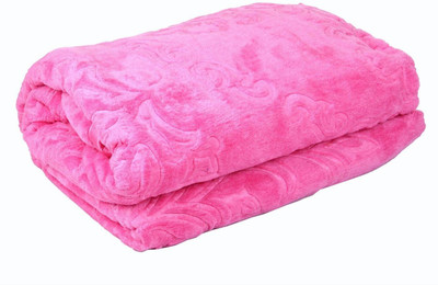 Swikon star Self Design Double Mink Blanket for  Heavy Winter(Microfiber, Pink)