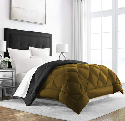 Jaipurlinen Solid Single Comforter for  Heavy Winter(Polyester, Black : Olive Green)