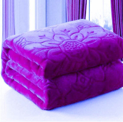 Swikon star Self Design Double Mink Blanket for  Heavy Winter(Microfiber, Purple)