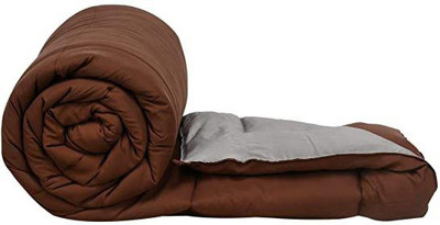 HELGA Checkered Double Comforter for  Mild Winter(Poly Cotton, Gray&Brown)