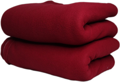 HOMIEE Solid Double Fleece Blanket for  Heavy Winter(Polyester, Red)