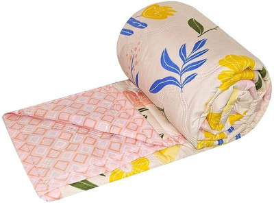 blankito Printed Single Comforter for  Mild Winter(Poly Cotton, Pink)