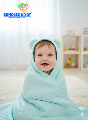 BUNDLES N JOY Solid Single Swaddling Baby Blanket for  Mild Winter(Cotton, sky blue)