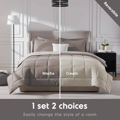 lacoza Geometric Double Comforter for  Heavy Winter(Microfiber, Mocha & Cream)