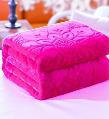 GKM Floral Double Mink Blanket for  Heavy Winter(Polyester, Pink)