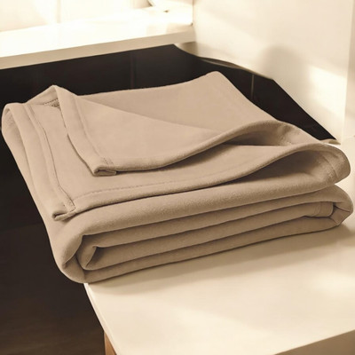 The Home Talk Solid Single Fleece Blanket for  AC Room(Polyester, Beige)