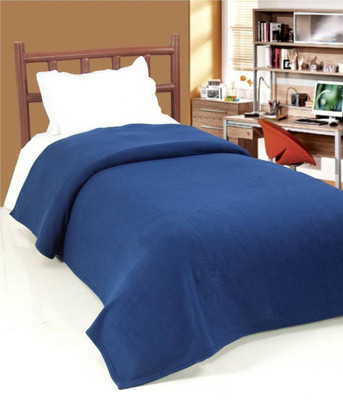 n g products Solid Single Fleece Blanket for  Mild Winter(Polyester, Blue)