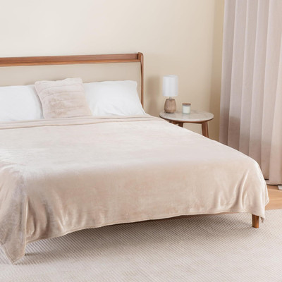 OPULENCE LOOM Solid Double AC Blanket for  AC Room(Microfiber, Cream)