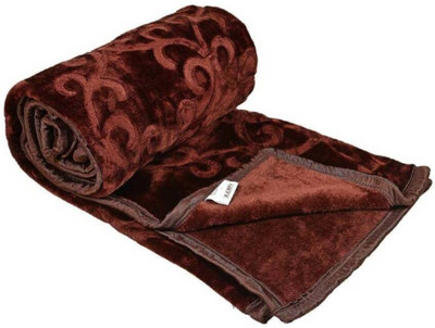 ACZO FEEL Solid Double Mink Blanket for  Heavy Winter(Microfiber, Brown)