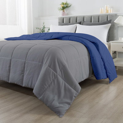 Razzai Solid Single Comforter for  AC Room(Microfiber, Medium Blue, Silver)