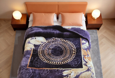 HOMIEE Floral Double Mink Blanket for  Heavy Winter(Polyester, Purple)