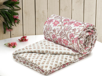 Flipkart SmartBuy Printed Single Comforter for  AC Room(Microfiber, Pink)