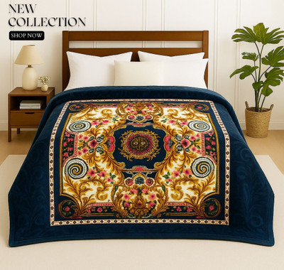 BSB HOME Printed Double Mink Blanket for  Heavy Winter(Polyester, Dark Blue2)