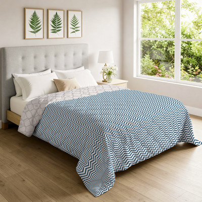 Urban Space Printed Double AC Blanket for  AC Room(Microfiber, White, Blue, Grey)