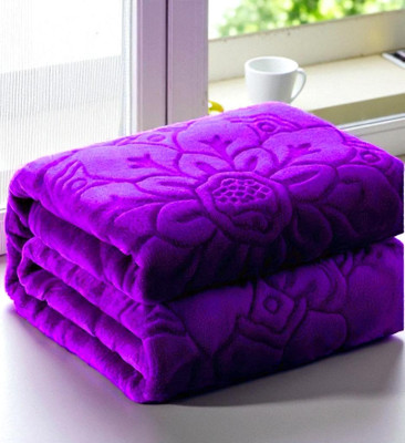 Swikon star Self Design Double Mink Blanket for  Heavy Winter(Polyester, Purple)