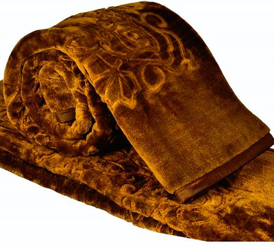 COMFORT PLANET Abstract Single Mink Blanket for  Heavy Winter(Polyester, Brown)