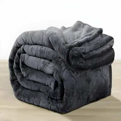 Deniyal ENTERPRISES Solid Single Mink Blanket for  Heavy Winter(Cotton, Grey)