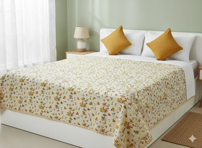 CHOUDHARY HANDLOOMS Floral Double Comforter for  AC Room(Cotton, Yellow)