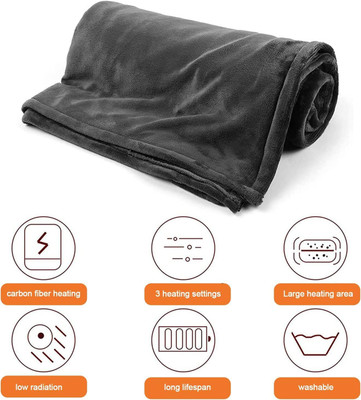 Flipco Solid Single Electric Blanket for  Heavy Winter(Woollen Blend, Grey)