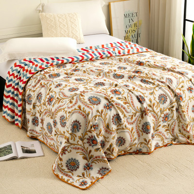 Story@home Printed Single AC Blanket for  AC Room(Cotton, Beige, White)