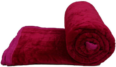 SPANGLE Self Design Single Mink Blanket for  Heavy Winter(Microfiber, Maroon)