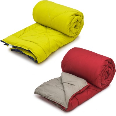 Filltex Solid Queen Comforter for  AC Room(Polyester, Lime Green, Red)