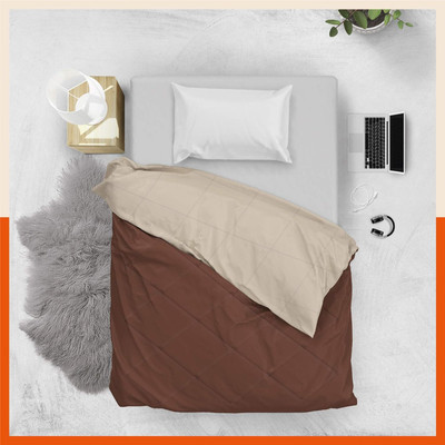 Jinaya's Solid Single Comforter for  Heavy Winter(Cotton, Brown/Beige)