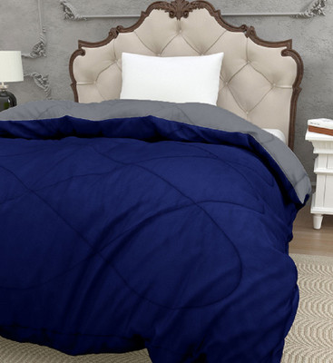 KWALITY DREAMS Solid Single Comforter for  AC Room(Poly Cotton, NavyBlue and Grey)