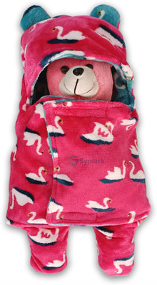 Synlark Solid Single Swaddling Baby Blanket for  Mild Winter(Poly Cotton, Red)